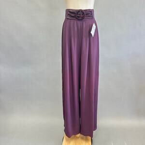 Cache purple high waist wide leg palazzo cumberbund pants Size 12 Deadstock NWT